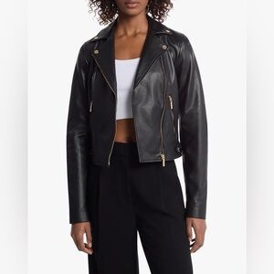 Michael Kors leather Motorcycle jacket in black